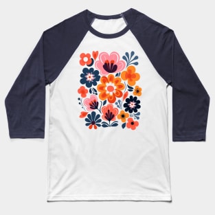 Blossom Geometry Tee - Abstract Floral Women's Top - Modern Casual Wear Baseball T-Shirt